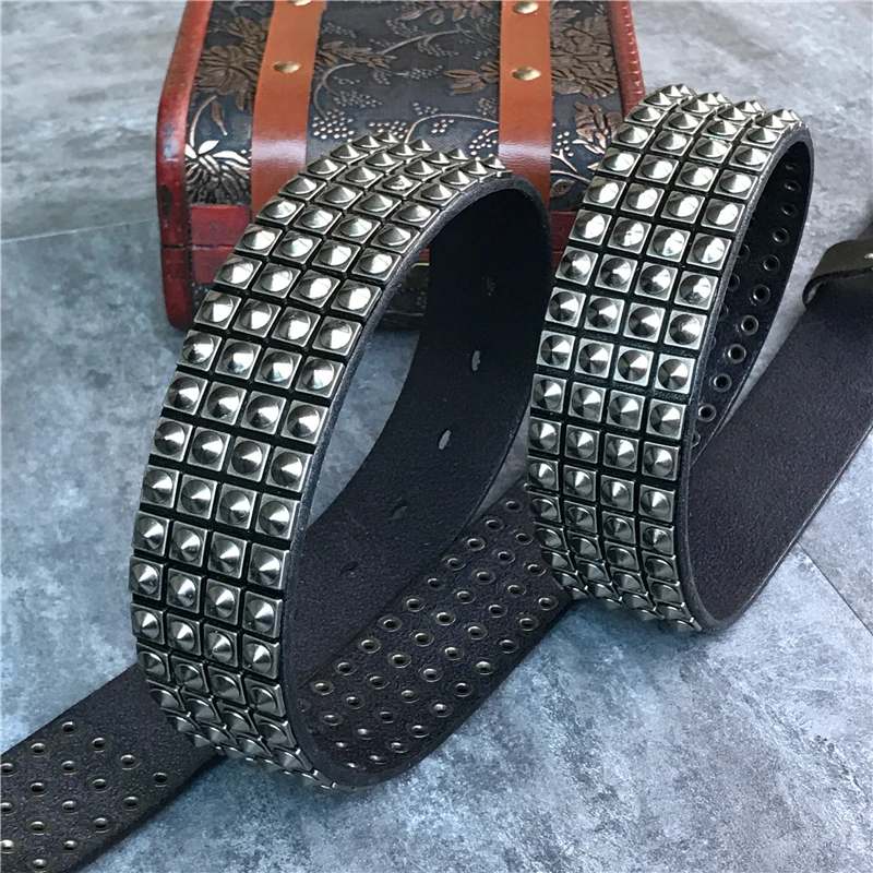 Top Heavy Metal Genuine Leather Belt Men Cowboy Belt Ceinture Homme Punk Jeans Strap Wide Cinturon Mujer Waistband TBT0090