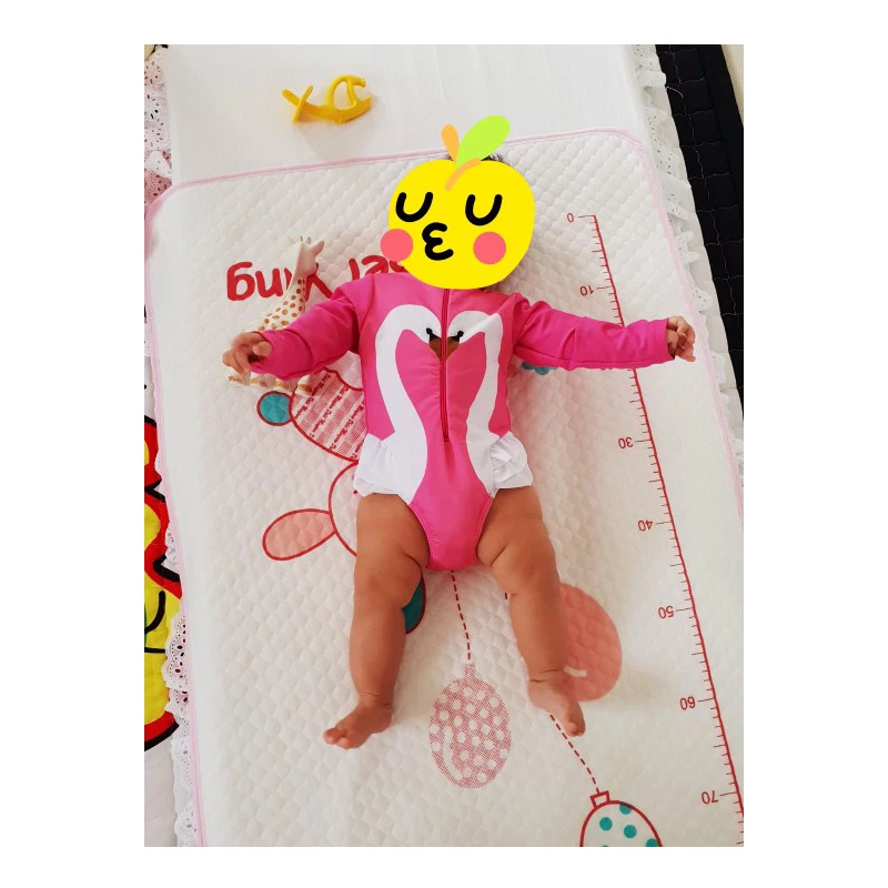 BAOHULU Toddler&Infant Baby Girl Swimwear Long Sleeve Cartoon Swan Swimwear Kids Swimsuit One Piece Children Bathing Suit Summer