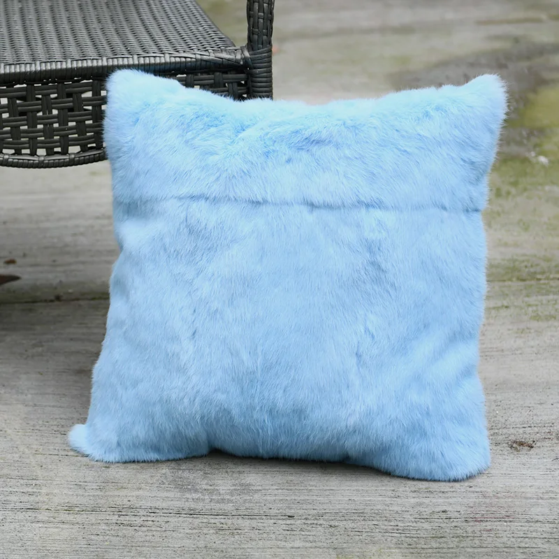 Free Shipping CX-D-05H Real Rabbit Fur Soft Sofa Cushion Cover / Pillow Natural Color Pillow Case