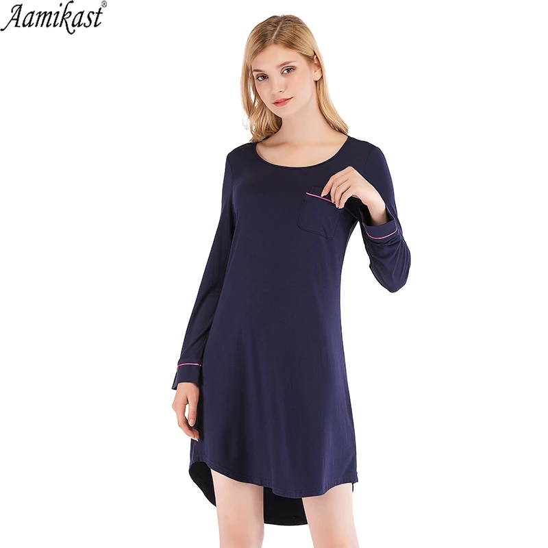 Outono modal nightdress listrado camisas para as mulheres manga longa noite vestido meninas bonito dos desenhos animados casa vestido sleepwear