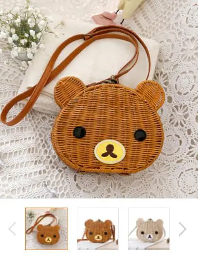 new high good quality new Rilakkuma Crossbody Bag easily super adorable rattan bear shoulder straw bag