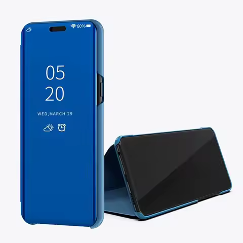 Clear View Smart Mirror Flip Case For Samsung S25 Ultra Edge S24 FE S23 S22 S21 Plus S20 A35 A14 A54 A16 A15 PU Leather Cover
