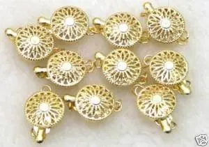 

Qingmos Wholesale 10X 12mm Gold Plated round sun flower single strings Clasp-gp27 wholesale/retail Free ship