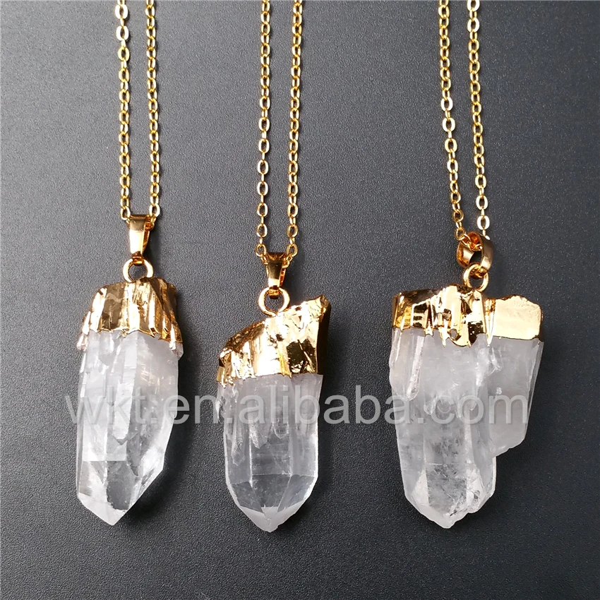 

WT-N828 5pcs Wholesale Natural Clear Quartz Point Necklace,Random Shape Natural Crystal Pendant Point Stone Necklace Jewelry