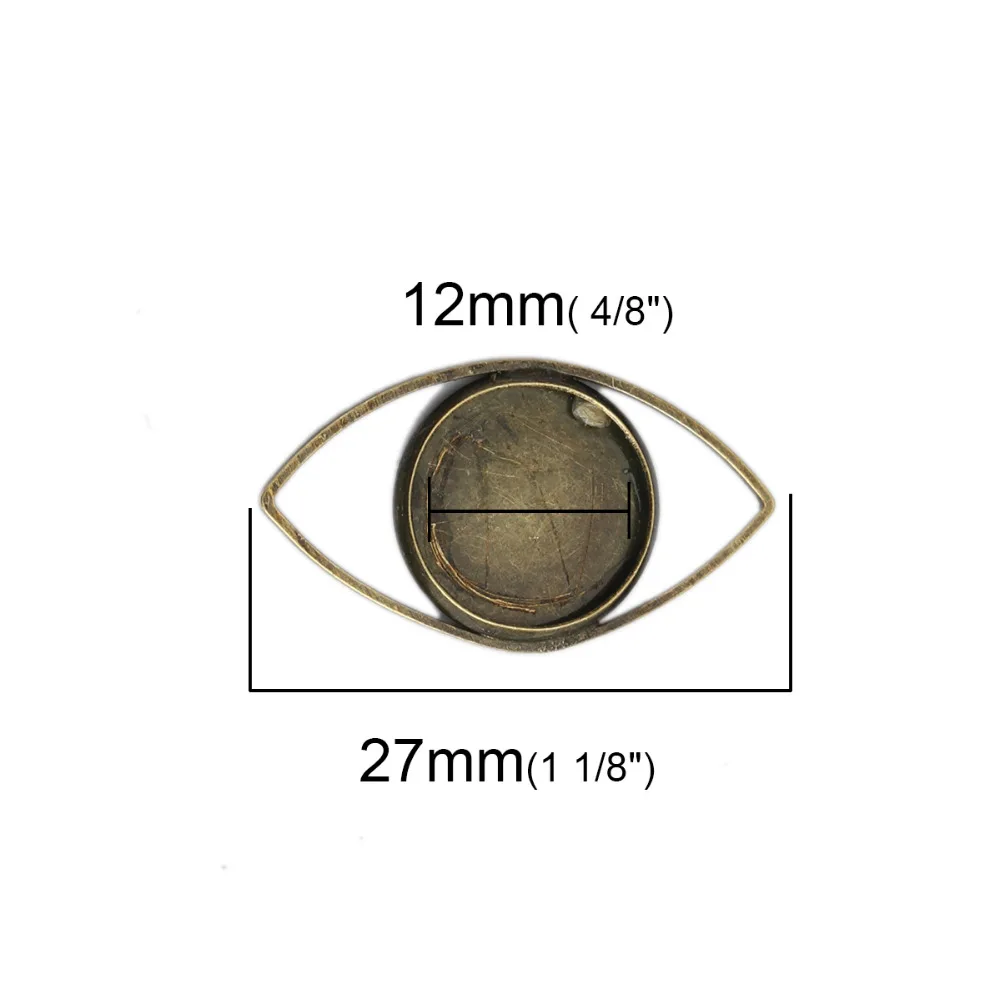 DoreenBeads Copper Cabochon Settings Connectors Findings Eye Antique Bronze (Fits 12mm Dia.) DIY Charms 27mm x 15mm, 10 PCs