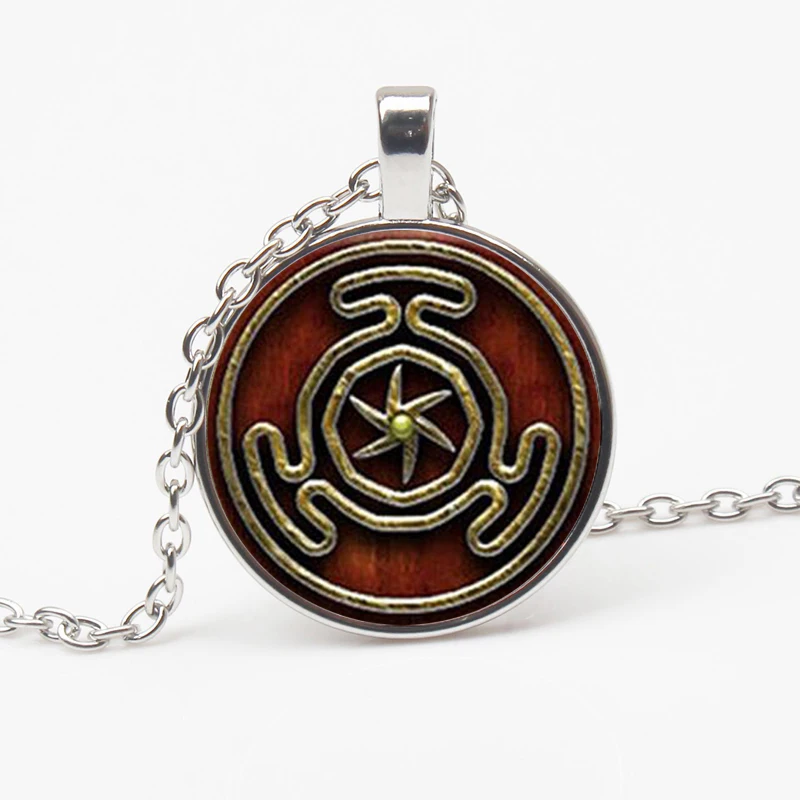 Retro Hecate Symbol Pendant Necklace Glass Round Pendant Jewelry Fashion Gothic Wind Mens Women\'s Accessories Charm Chain Choker