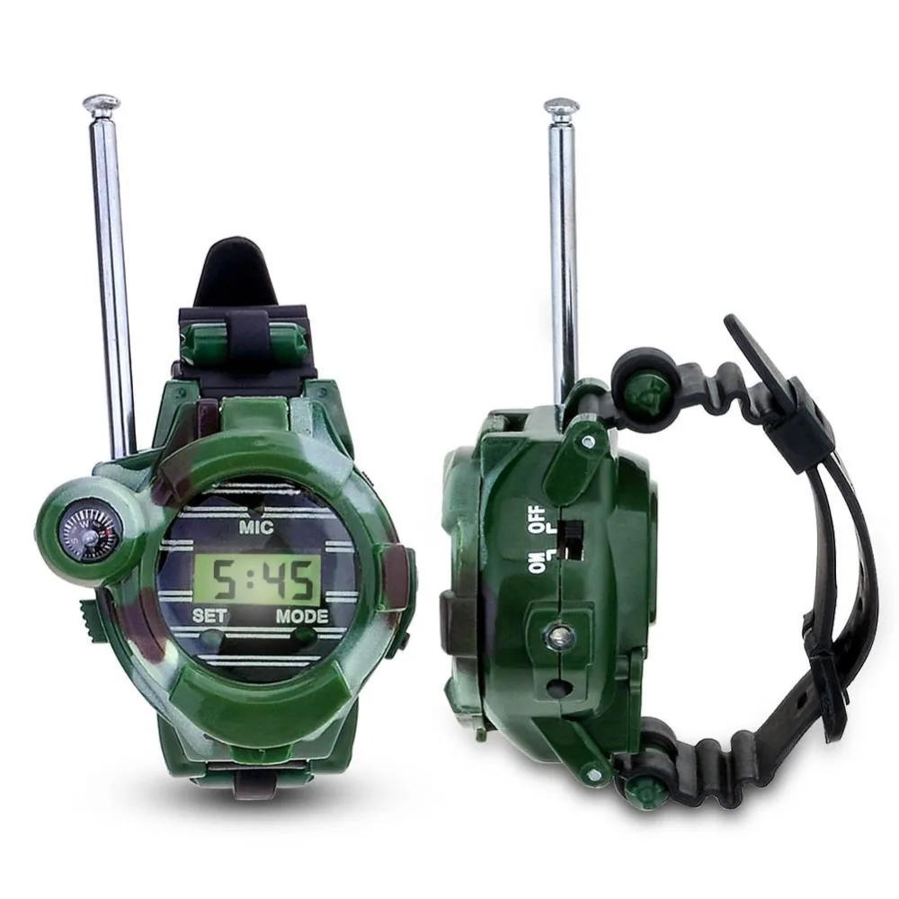 2Pcs Talkie Multi-functional Two Way Radio Toy with Compass Magnifier Toys Children Wrist Watch Reflector