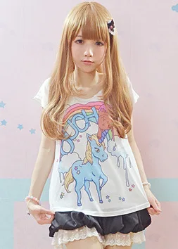 Bonita Camisa de algodón suave con patrón de Anime para mujer, Tops adorables para niñas, Lolita dulce, Japón Kawaii, oso, gato, conejito, Verano