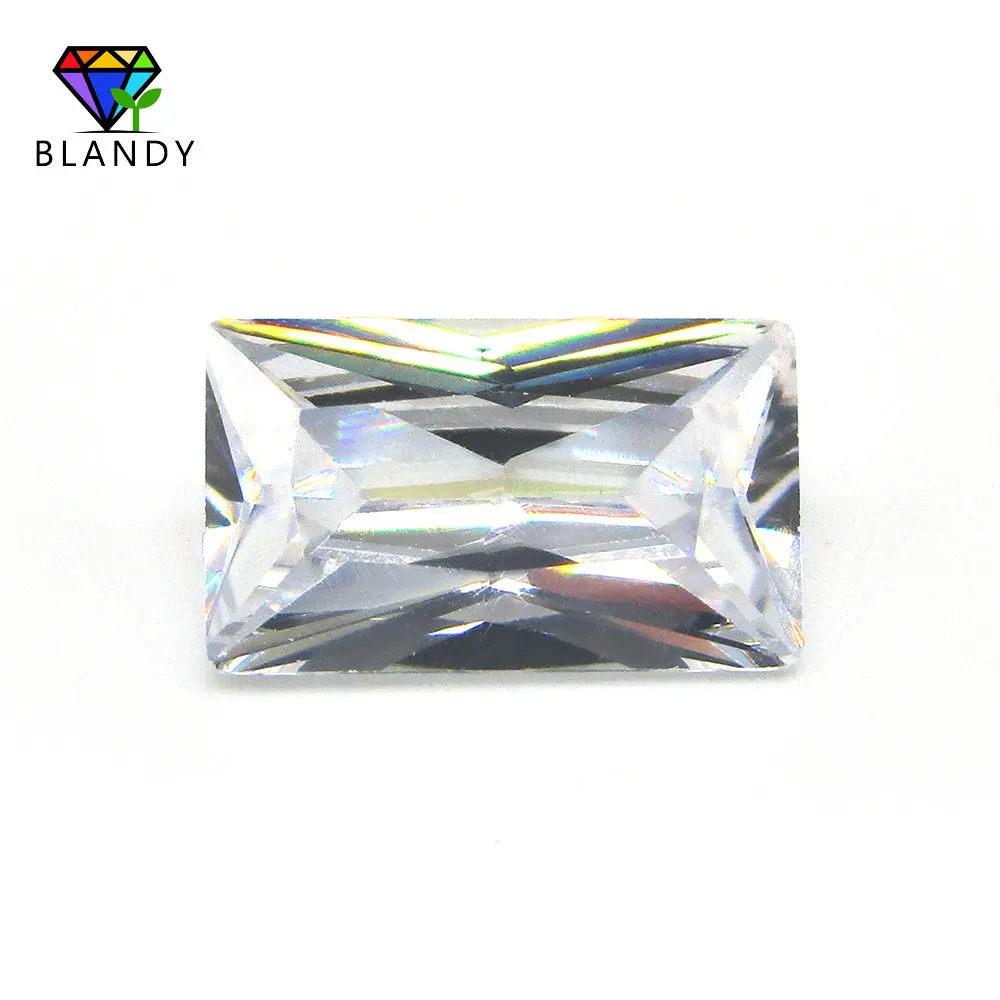 White Cubic Zirconia 2x3mm~13x18mm 5A Rectangle Shape Machine Cut Loose CZ Stone Synthetic Gems For Jewelry