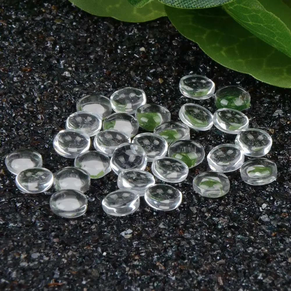 100 sztuk/partia 6mm okrągłe płaskie powrót jasne szklane kaboszony do tworzenia biżuterii
