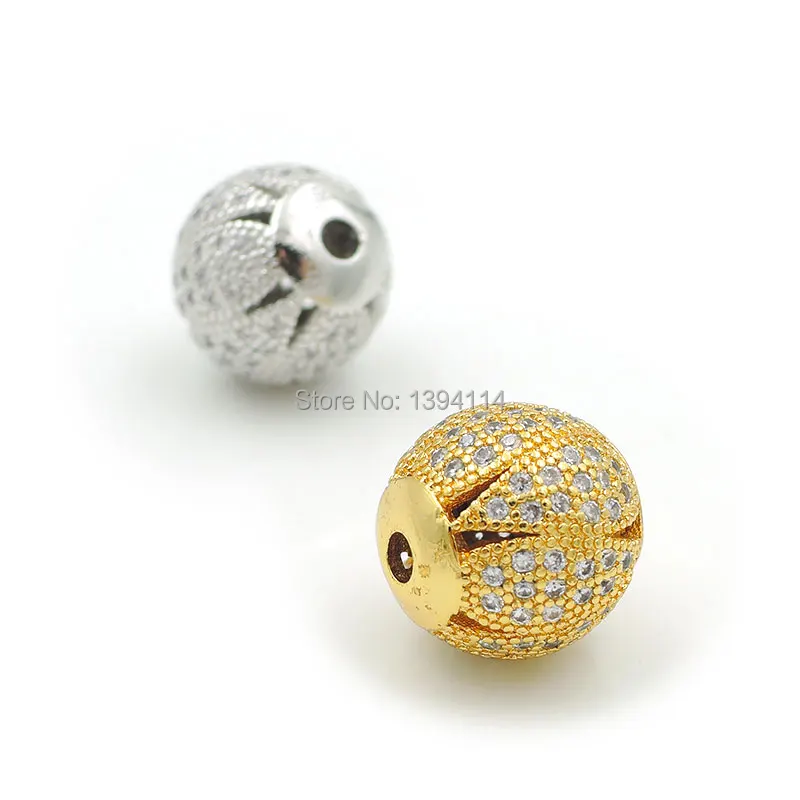 10*10*10mm Micro Pave Clear CZ Round Beads With Combining Drops Fit For Making DIY Bracelets Or Necklaces Jewelry