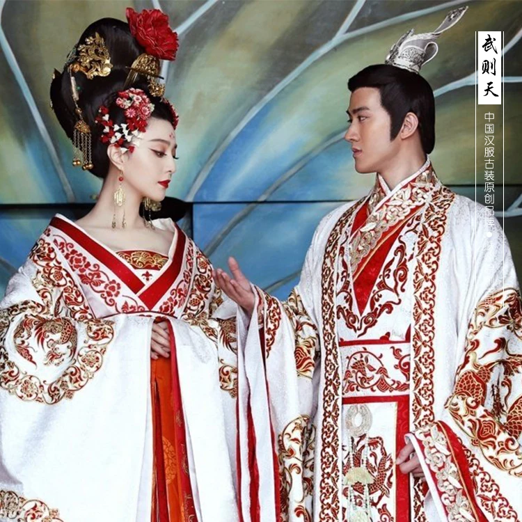 TV Play Great Tang Empress - Wu Zetian Actress Costume Delicate Embroidery with Gorgeous Long Tail Emperor & Empress Costume