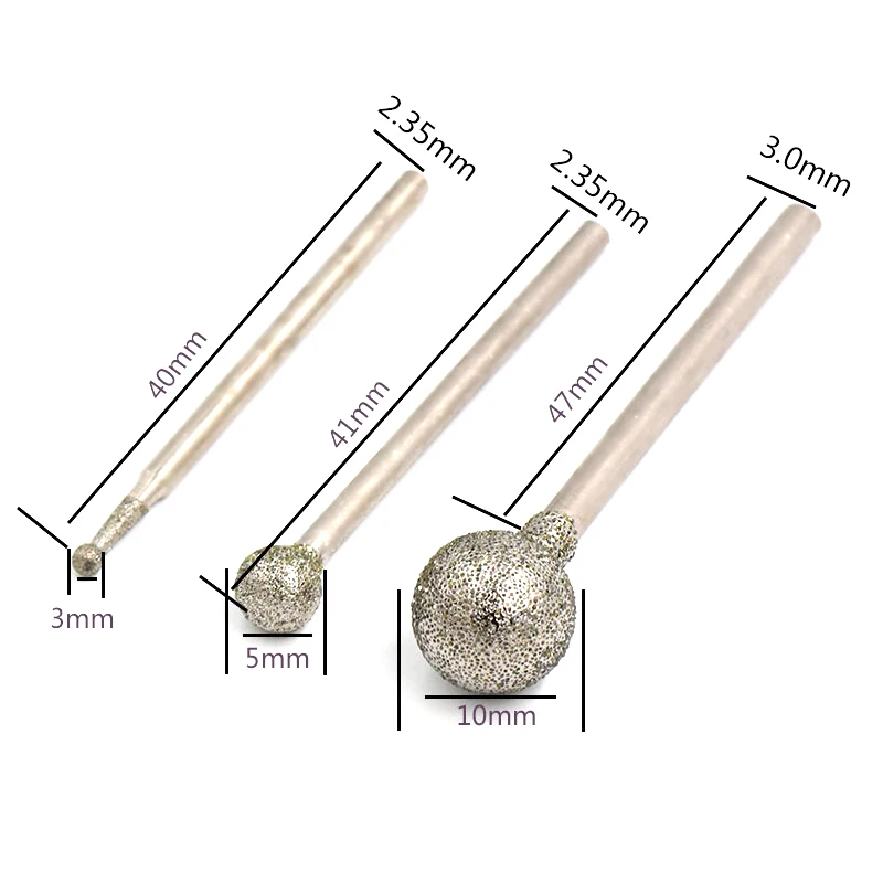 10 pcs Dremel Acessórios Cabeça De Moagem De Diamante de Moagem Esmeril Esférico Bits Rebarbas de Metal Pedra Jade Gravura Carving Ferramenta Rotativa