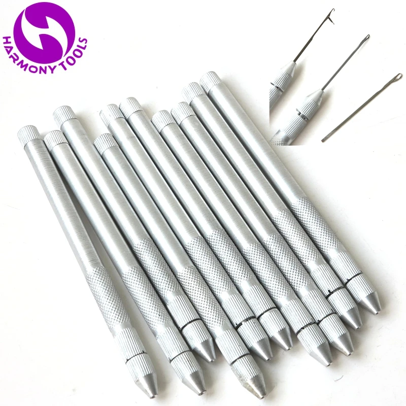 20 Pieces Aluminum Holder Micro Rings Beads Crochet Hook Needles For Install Micro Tubes Links I tip Hair Extensions