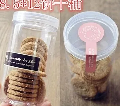 hard  plastic  PET 8.5 * 12CM finger biscuit box cookie jar plastic bucket Biscuits Cracker Barrel Box, 20/pcs