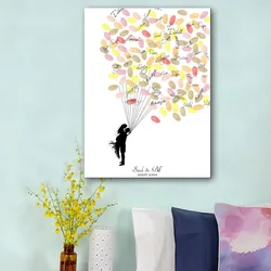 Personalized Wedding Guest Book Communion Fingerprint Tree Painting Wedding Gifts Souvenir Communion Wall Poster Room Decor