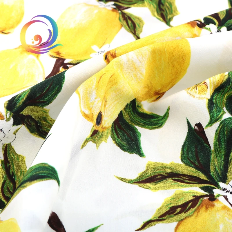 Haisen,Summer Apparel Fabric/Lemon Series Printed Pattern/ Printed Plain Poplin/Skirt/Dress/Shirt Material/Half Meter 50x145cm