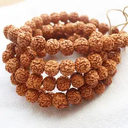 Oración budista tibetana 108mala, cuentas 100% naturales de alta densidad, semilla de Rudraksha Bodhi, venta al por mayor para todos los artículos