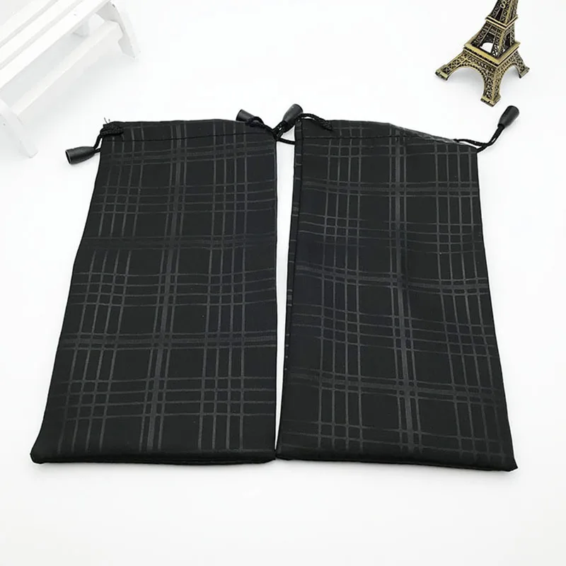 

100PCS/LOT Waterpoof Soft Black Plaid Sunglasses Bags Easy Take Phone Eye Glasses Pouch Eyewear Accessories