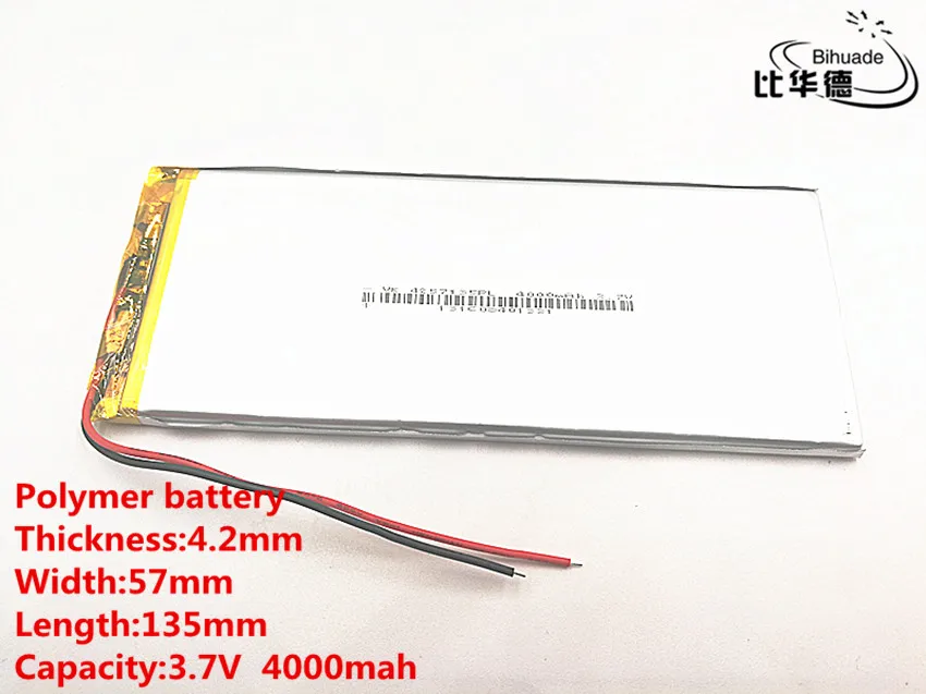 5pcs/lot Good Qulity 3.7V,4000mAH,4257135 Polymer lithium ion / Li-ion battery for TOY,POWER BANK,GPS,mp3,mp4