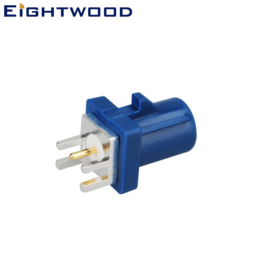 Eightwood 5PCS Fakra C Plug Male RF Connector End Launch PCB Mount Straight Blue/5005 Coding for GPS Telematics or Navigation