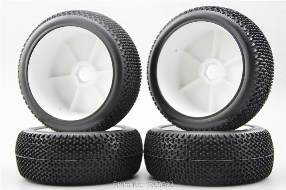 4pcs 1/8 Buggy Off Road Tire Tyre Bee Dish White Rim Fit For 1:8 Buggy Car 1/8 Tire 22007+26006