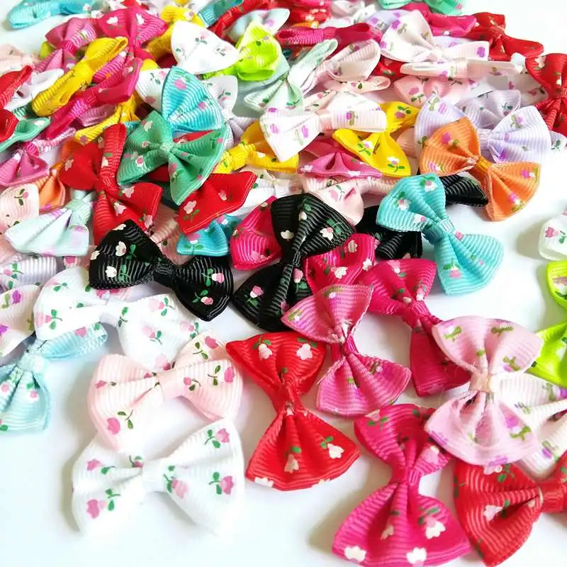 50PCS/lot Party Wedding Ribbons Bow Satin Applique DIY Arts Beautiful Bowknot Tie Gifts Box Accessories