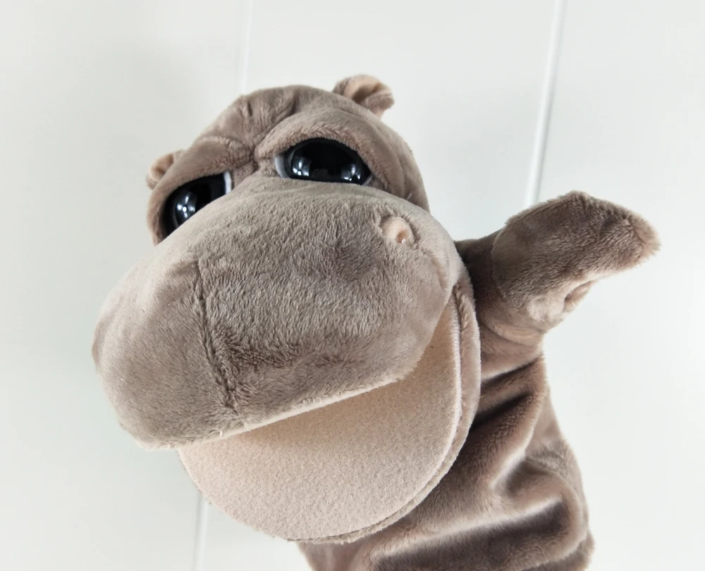 Childrens Hand Puppet Stuffed Plush Toy Big Eyes Hippo