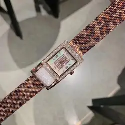 New Fashion Sexy Leopard Milanese Bracelet Watches for Women Novelty Spinning Barrel Crystals Watch Square Waterproof Wristwatch