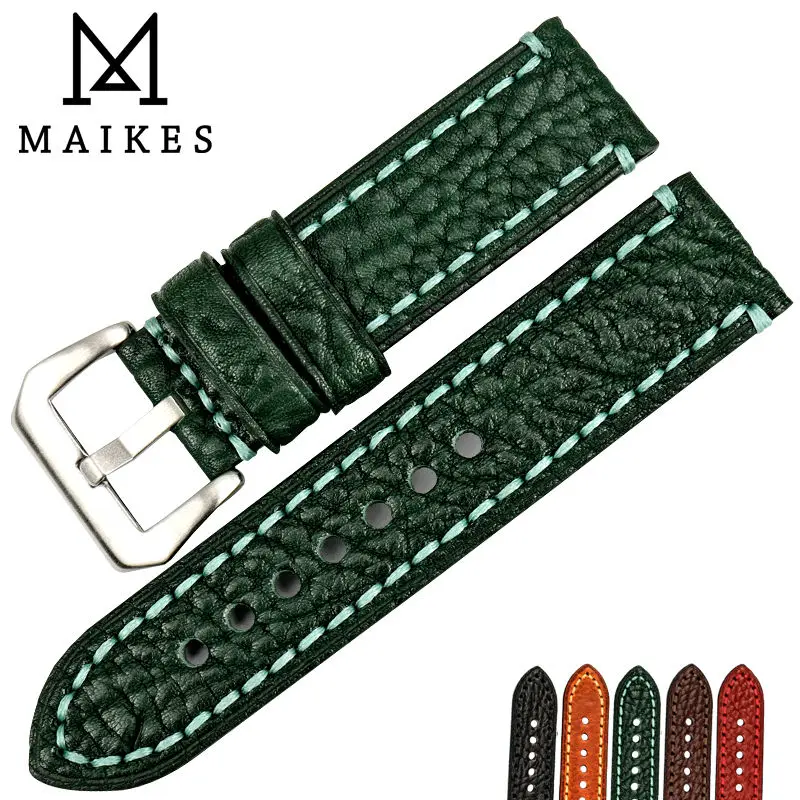 MAIKES New Watch Accessories 20 22 24 26mm Italian Cow Leather Watchbands Brown Watch Strap For Fossil watch band