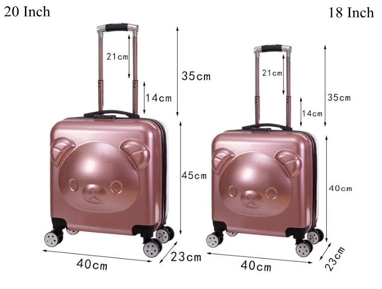 Bear Style Kid\'s Travel Trolley luggage suitcase Trolley bag on wheels Kid wheeled travel case Children Rolling suitcase for Boy