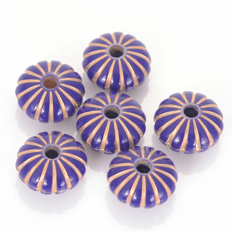 Miasol 100 Pcs 8x14mm Acrylic Stripe Round Disc Shape Plastic Antique Design Spacers Beads For Diy Bracelet Jewelry Making