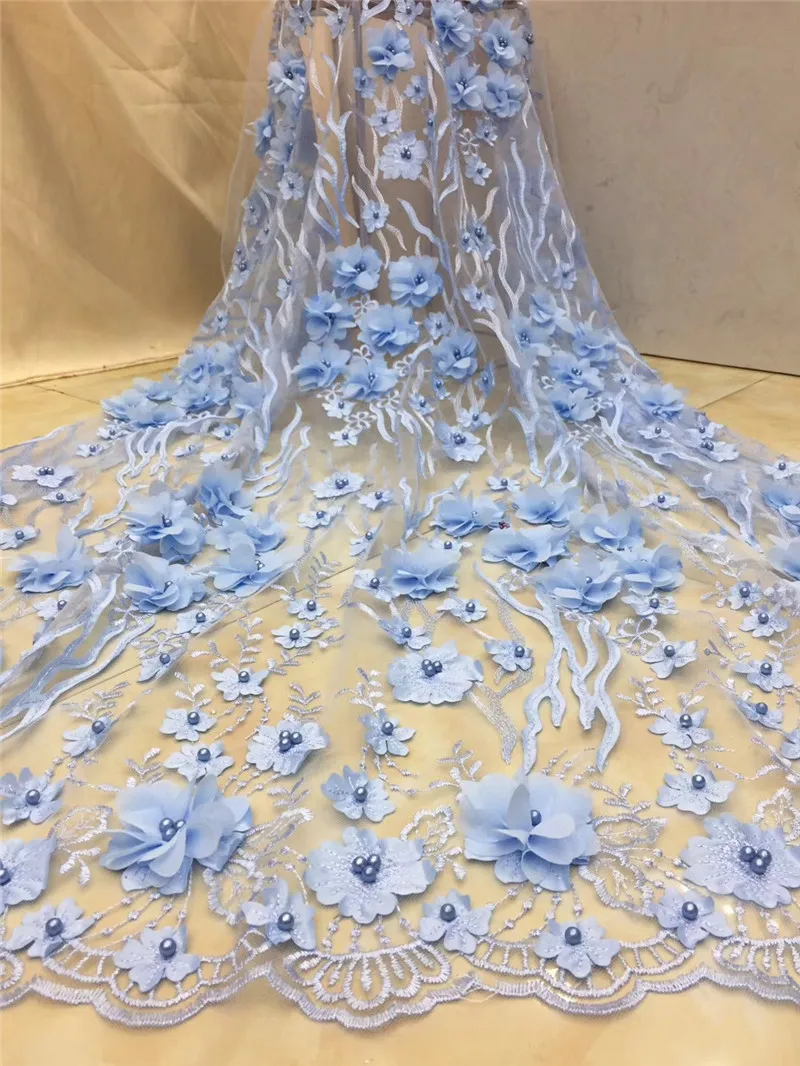 

3D flowers Good looking H-122422 Nigerian fabric for party dress new African embroidered lace fabric with beads