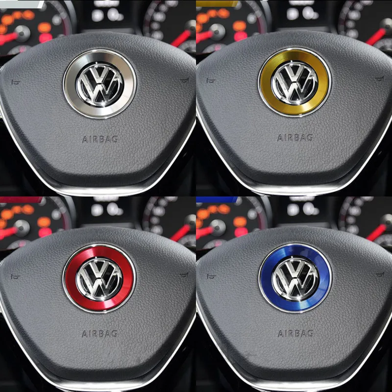 Ceyes-フォルクスワーゲンvwゴルフ5ポロジェッタmk6用の装飾的な丸いステアリングホイール,カバー,アクセサリー