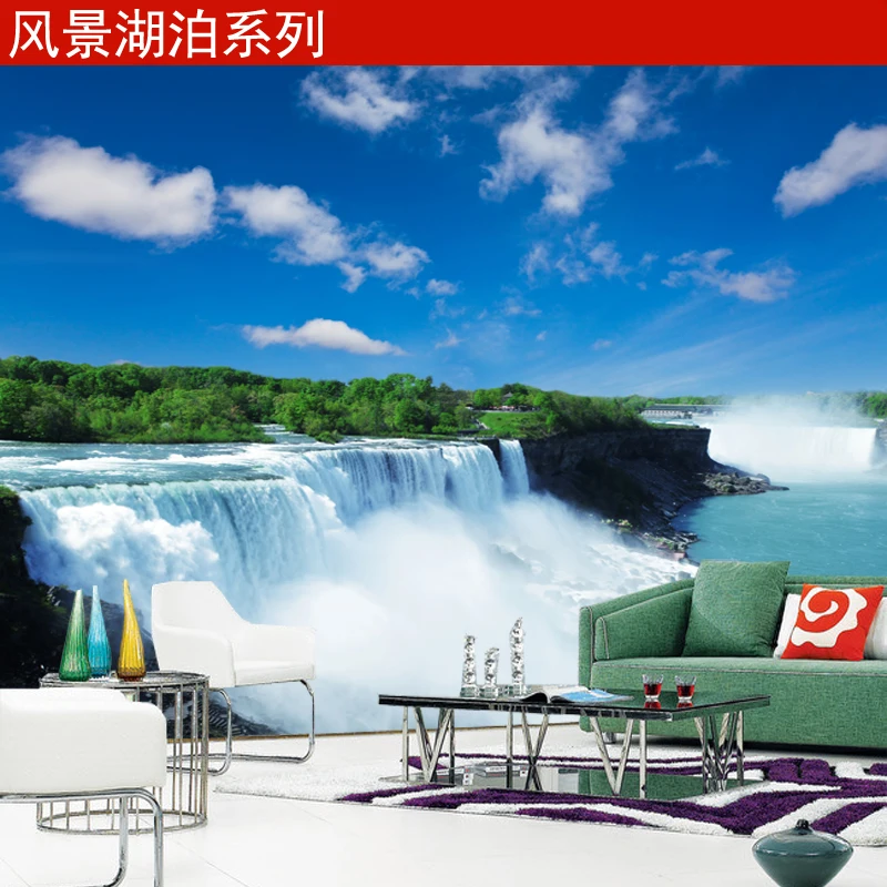 

3d waterproof large mural wall painting 3D wallpaper living room sofa TV background 3D wallpaper waterfall landscape