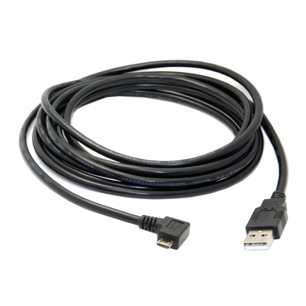 3m الزاوية اليمنى 90 درجة مايكرو USB ذكر إلى USB 2.0 بيانات 2A كابل شحن سريع للهاتف والكمبيوتر اللوحي 10FT