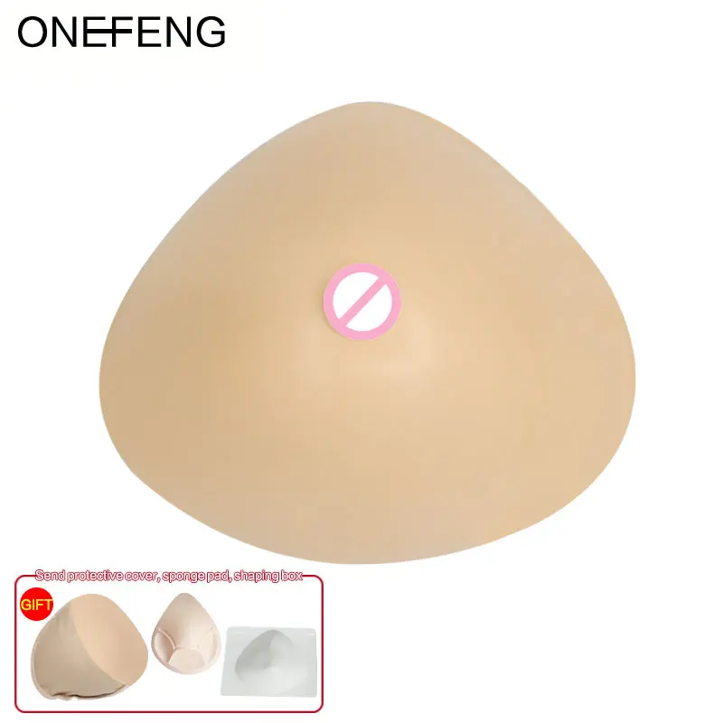 

ONEFENG Triangular Shape Silicone Prosthesis Light Weight Backside Deep Concave for Breast Cancer Women Mastectomy 100-400g/pc