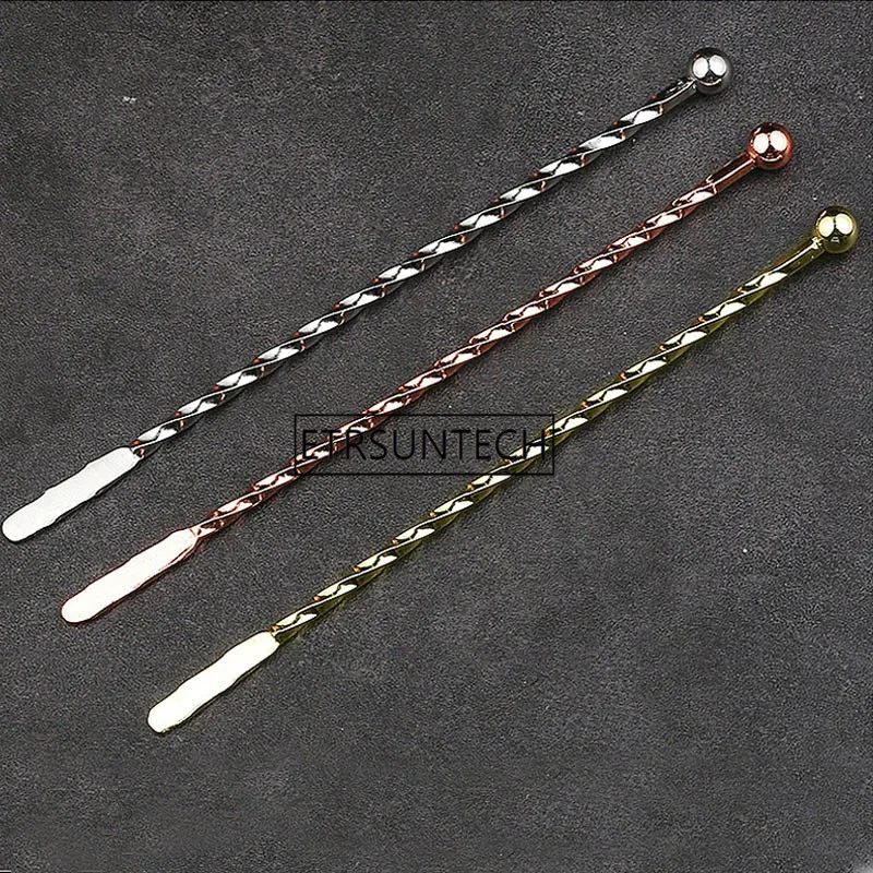 Stainless Steel Threaded Swizzle Stick Coffee Cocktail Stirring Rod Bar Tool Gold/Rose Gold/Silver 100pcs