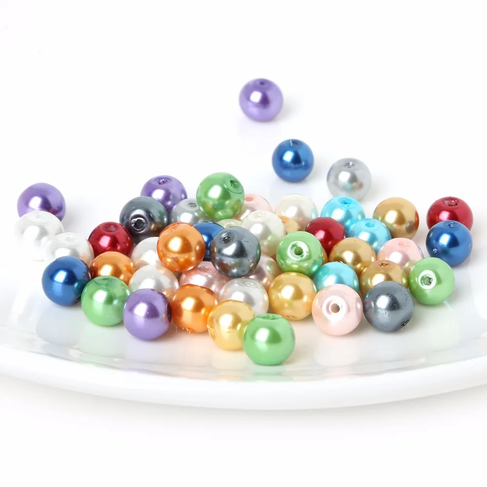 4/6/8/10mm 20-100PCS Glass Pearls Round ABS Imitation Pearl Beads for Jewelry Making DIY Earrings Bracelet Charms Necklace Beads