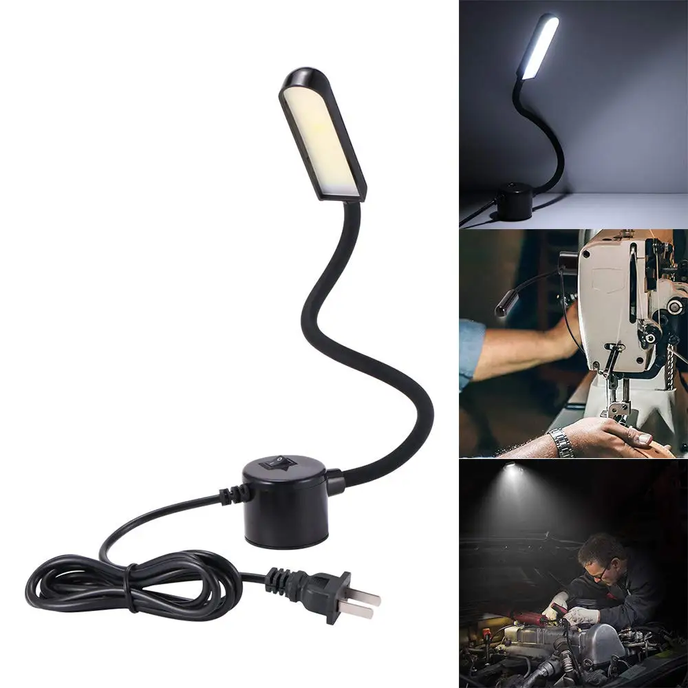 3W/6W/8W COB Daylight Sewing Machine LED Work Light 110-265V Magnetic Mounting Base Gooseneck Lamp for All Sewing Machine Light