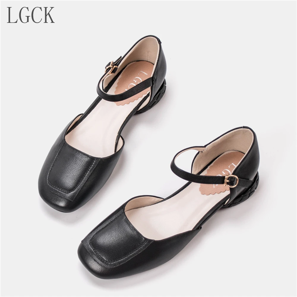 

Plus Size 34-42 Genuine Leather Women Shoes Flats Woman Sandals Oxford Ladies Comfort Comfortable Fashion Flat Lady Buckle Party