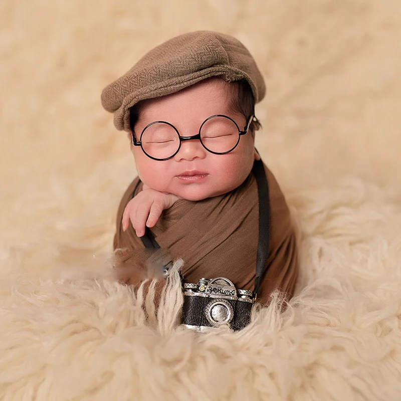 Newborn Photography Accessories Baby DIY Props Creation Gentlemen Camera Bebe Costume Boy Infant Mini Glasses For Dolls Studio