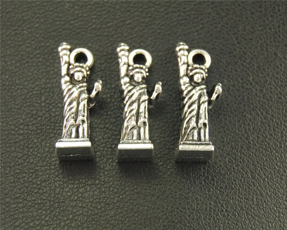 30pcs  Silver Color Statue Of Liberty Charm Jewellery Pendant For Bracelet Necklace 20x6mm A1934