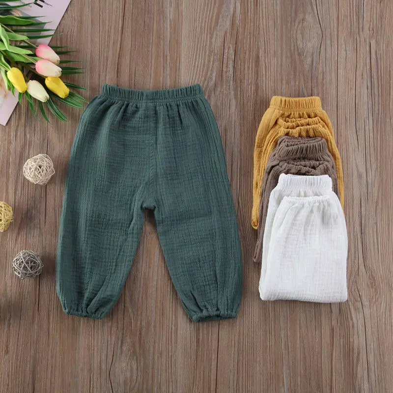 Cute Kids Baby Boy Girl Long Pants Bottoms Loose Wrinkled Pantalettes Trousers Leggings Pants Baby Clothes