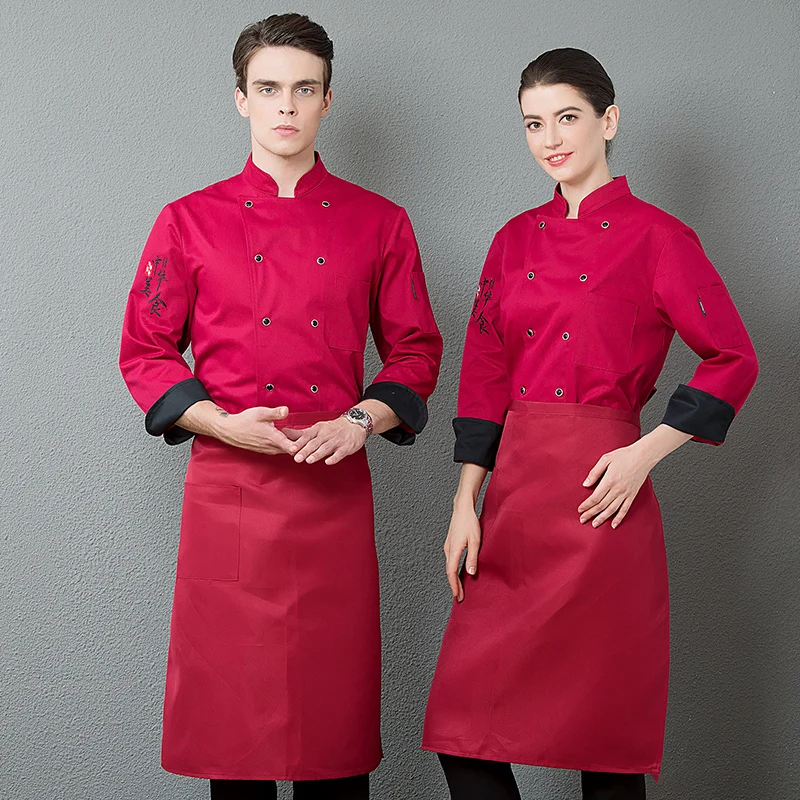 แขนสั้น Spliced Chef ทำอาหาร Workwear คุณภาพสูง 2019 การจัดเลี้ยงร้านอาหารร้านกาแฟพนักงานเสิร์ฟเครื่องแบบเสื้อลำลองชุด