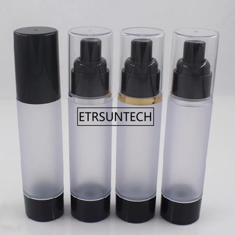 

50ml frosted Airless Bottle with Black Pump Refillable Lotion and Gels Dispenser Travel Container F1526