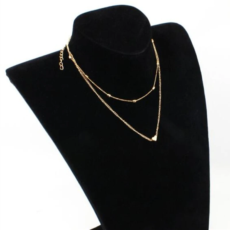 N277 New Arrival Gold Color Heart Pendant Necklace Fashion Double Layer Chain Choker Necklace For Women Top Quality Dropshipping