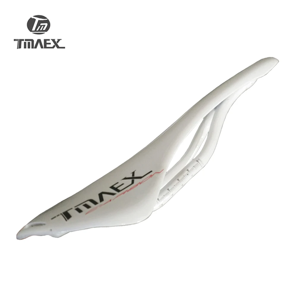 TMAEX-Ultra Light Mountain Bicycle Saddle, Road Bike, White Full Carbon Saddle, Cycling MTB Seat Cushion, 272x145mm, 120g