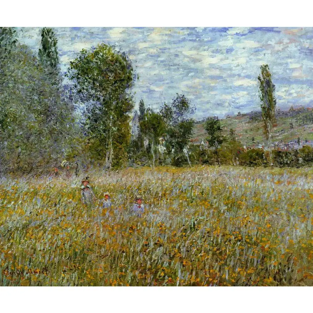 Meadow Claude Monet Oil Paintings Reproduction Landscapes Tree Grass Image to Hand Painted Canvas Art Custom Size for Hanging