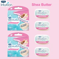 4 Blades Women Hair Shaving Safety Blades Original Schick Intuition Natural Sensitive Skin Care Leg Arm Face Underarm Bikini